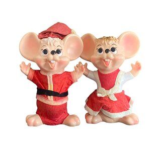 VTG Niagara Plastics Topo Gigio Mr Mrs Santa Claus Mouse Coin Bank Hard Plastic